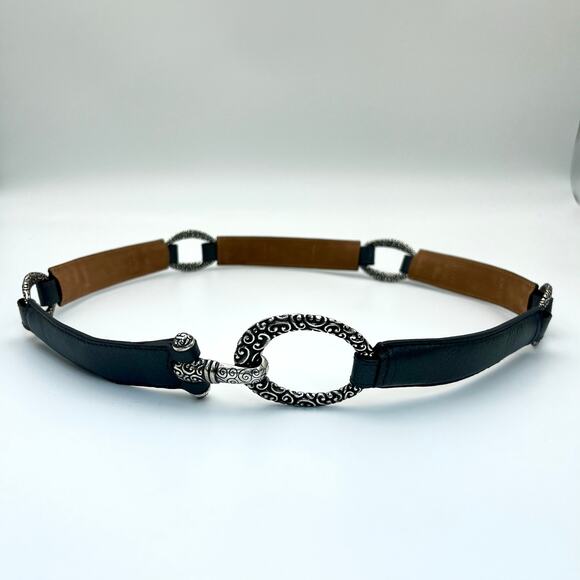 Brighton Gray Leather Belt Womens 38 Oval Ring Hook Closure Classic Style Silver main image 15